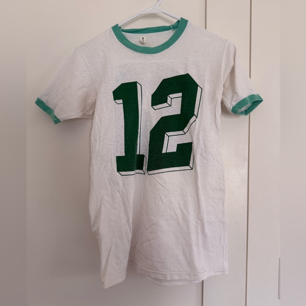 Vintage 70’s Jets Joe Namath 100% Cotton Single Stitch Ringer Tee